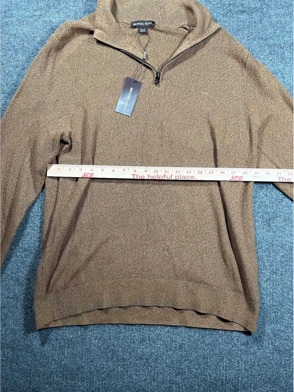 Michael Kors Men's Brown Quarter-Zip Sweater Size Large